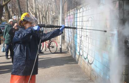 Švaljek u akciji: Uzela šmrk u ruke pa čistila grafite sa zida