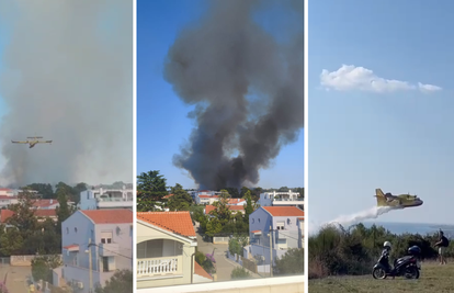 Izbio požar na otvorenom kod Zadra: 'Vjetar otežava gašenje, u pomoć stigla i dva kanadera'