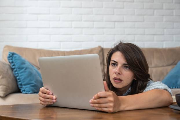 Mental,Illness,-,Depression.,Worried,Young,Woman,Working,At,Home.