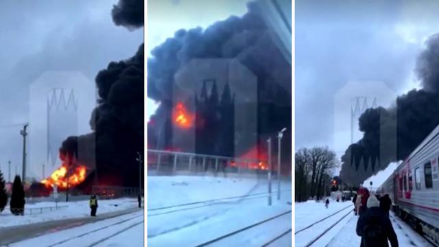 Zapaljeni spremnici nafte u ruskoj regiji Brjansku nakon ukrajinskog napada dronom