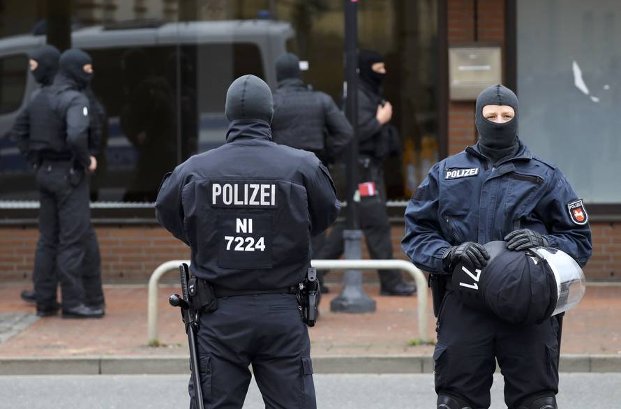 German special police forces outside a muslim prayer room in Hildesheim
