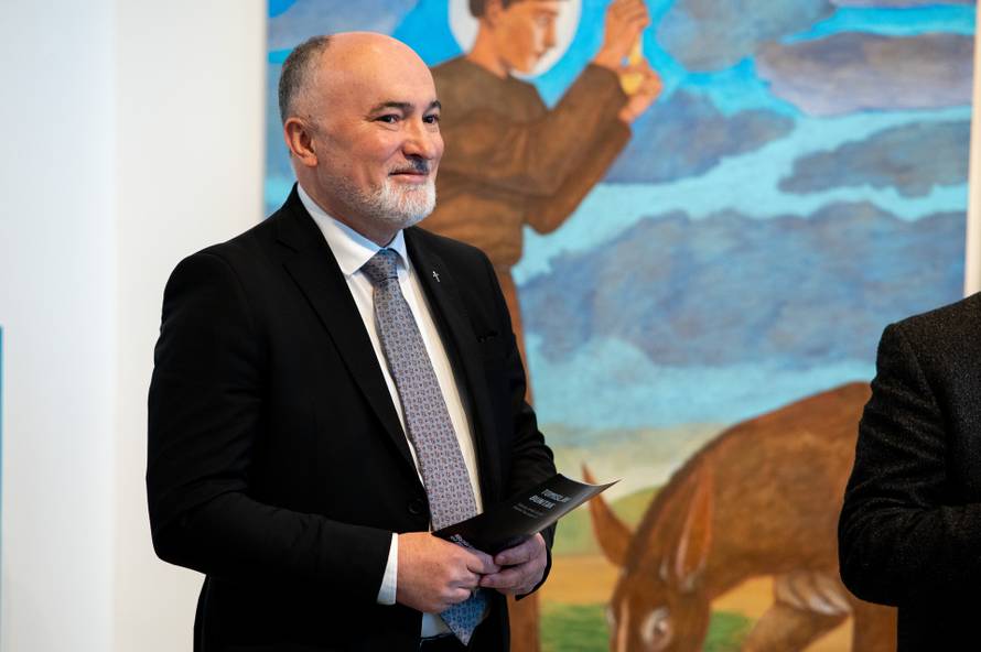 Zagreb: Otvorenje izložbe Tomislava Buntaka na kojoj predstavlja oltarni poliptih izrađen za crkvu sv. Antuna Padovanskog