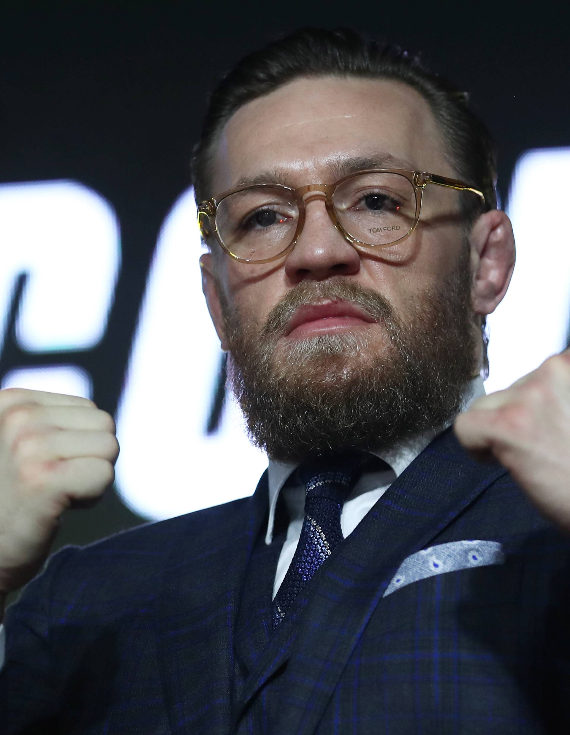 Mixed martial arts (MMA) fighter Conor McGregor attends a news conference in Moscow
