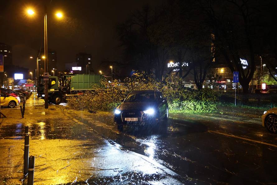 Zagreb: Promet kod Trešnjevačkog placa obustavljen nakon pada stabla