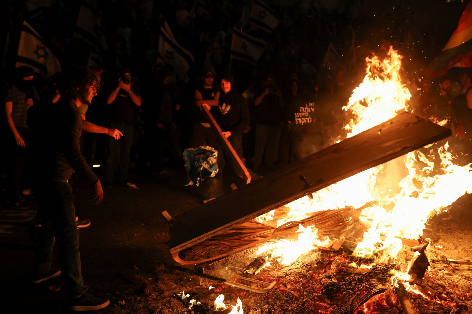 Protests against Israel's judicial overhaul and dismissing the defense minister, in Tel Aviv