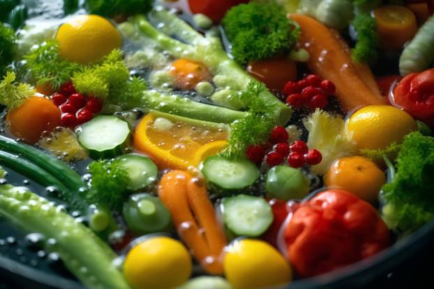 Vegetables in a frying pan. Selective focus. Food.