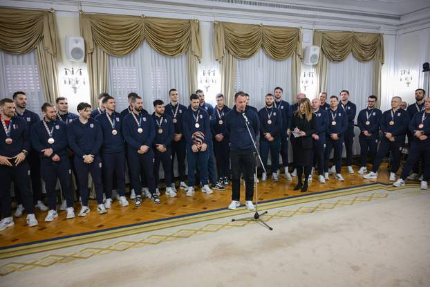 Zagreb: Prijem rukometaša u Banskim dvorima