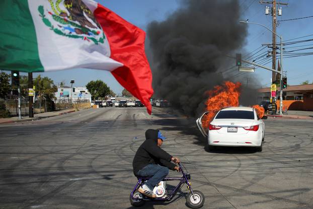 Protest following multiple detentions by Immigration and Customs Enforcement (ICE), in Paramount