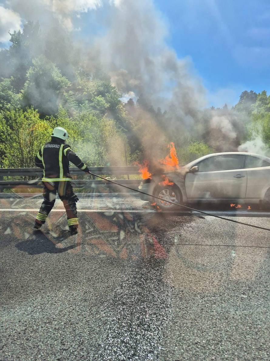 VIDEO Izgorio automobil na A6: 'Vidio se veliki crni, gusti dim...'