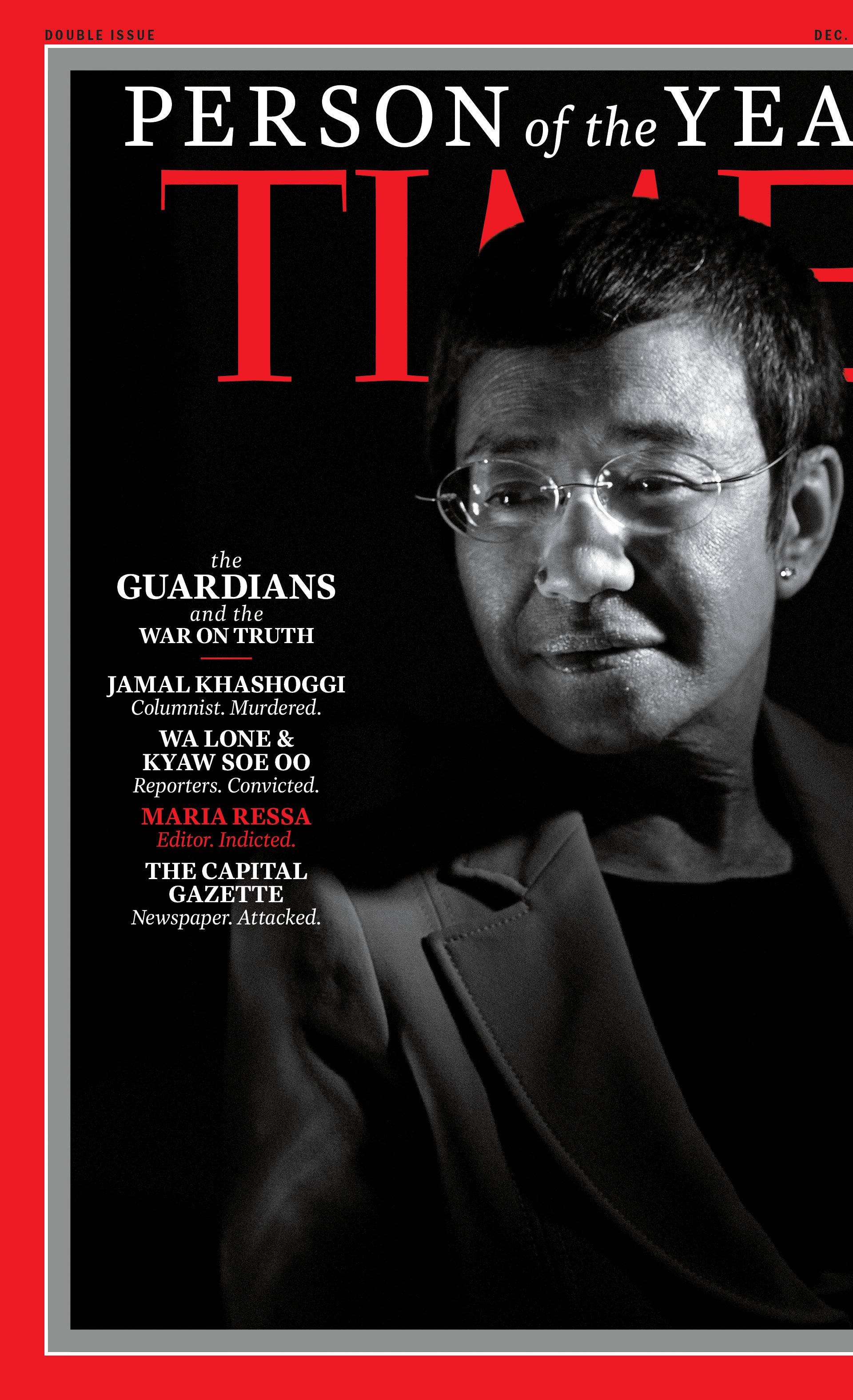 TIME's Person of the Year 2018 cover which named journalists, including a slain Saudi Arabian writer and a pair of Reuters journalists imprisoned by Myanmar's government, as its "Person of the Year