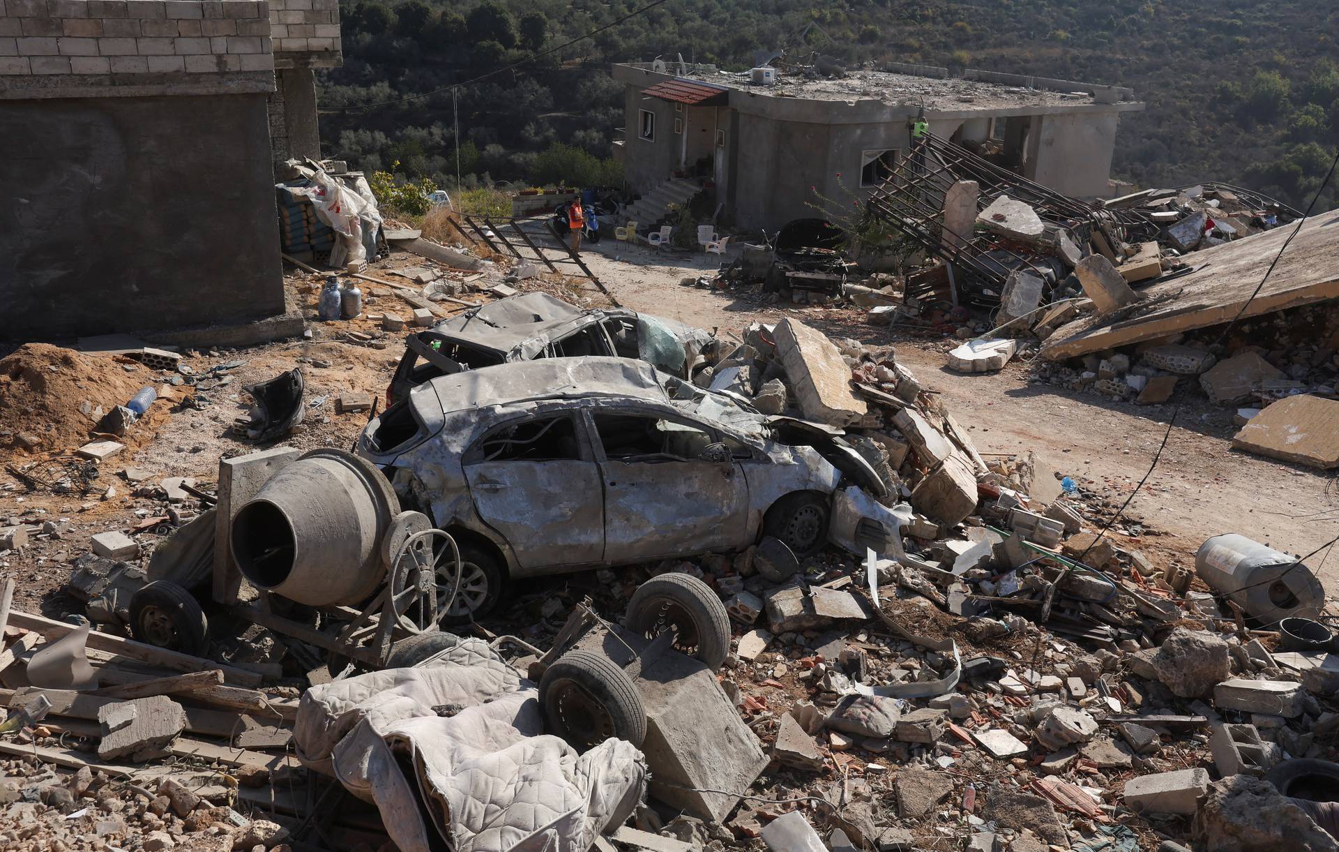 Aftermath of Israeli strikes in Joun village in the Chouf district