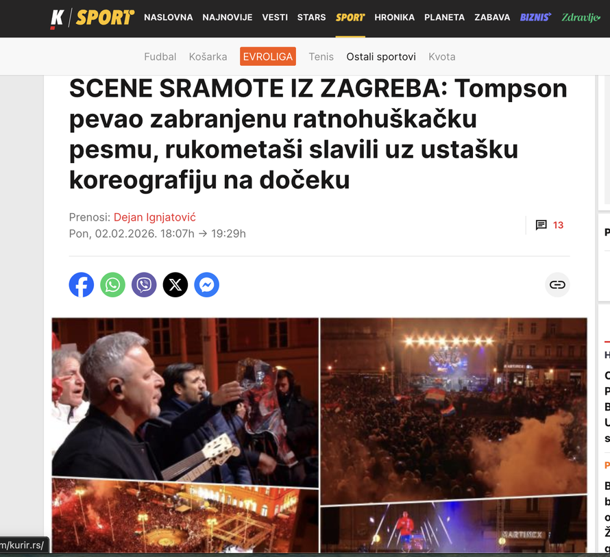 Mediji u regiji: 'Ustaška zastava se zavijorila u Zagrebu, simboli NDH čekaju rukometaše...'