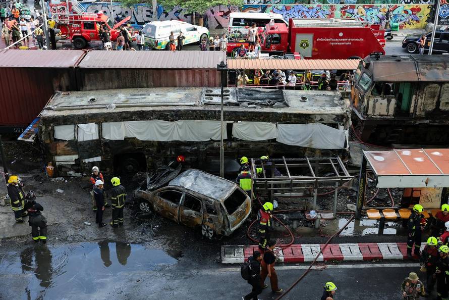 The scene of a multi-vehicle collision, in Bangkok