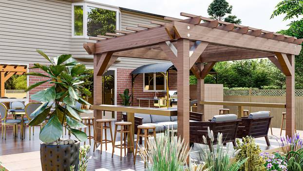 Beautiful,Modern,Deck,And,Pergola,3d,Design,And,3d,Rendering