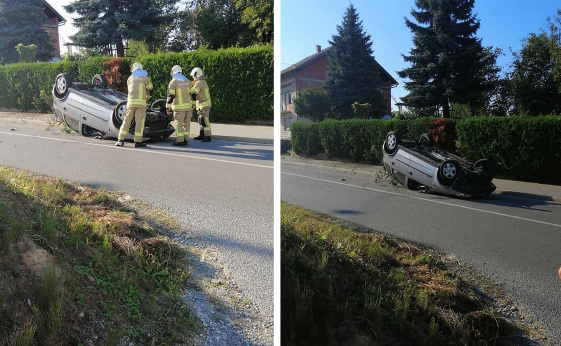 Automobil se prevrnuo na krov: Vozača su izvlačili vatrogasci...