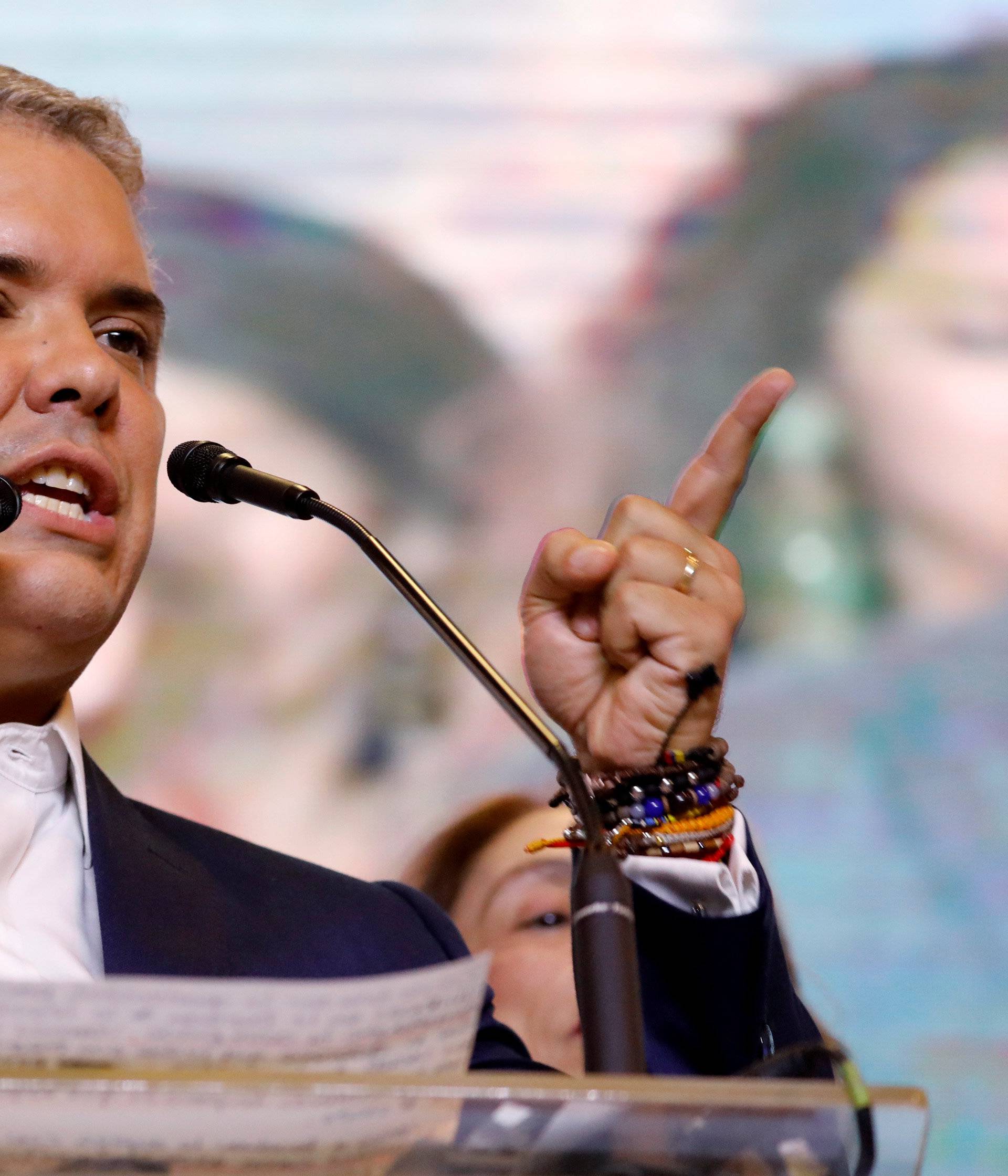 Presidential candidate Duque speaks to supporters after winning the presidential election in Bogota