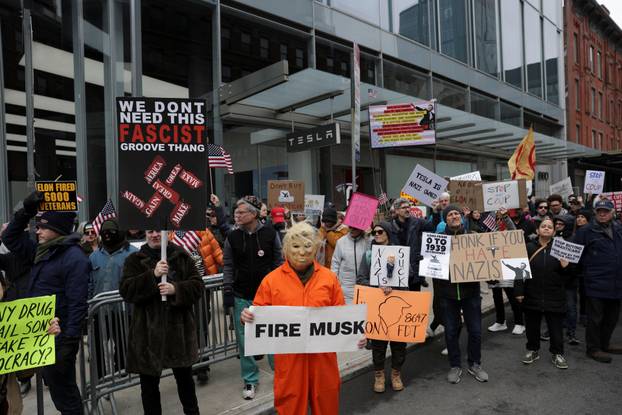 Tesla Protest in New York