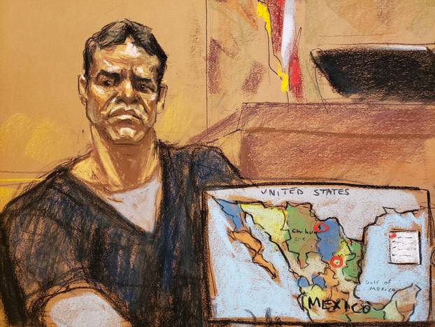 Vicente Zambada Niebla takes the witness box at the trial of accused Mexican drug lord Joaquin "El Chapo" Guzman in New York