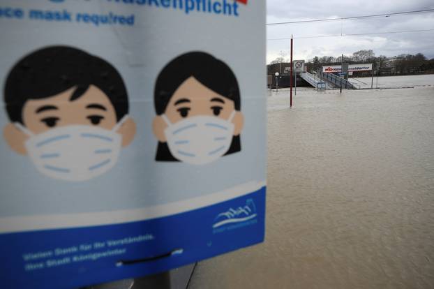 Flood of the river Rhine near Koblenz