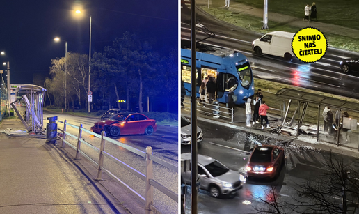 FOTO BMW-om se zabio u tramvajsku stanicu  Zagrebu. 24sata prvi na mjestu  u&zcaron;asa