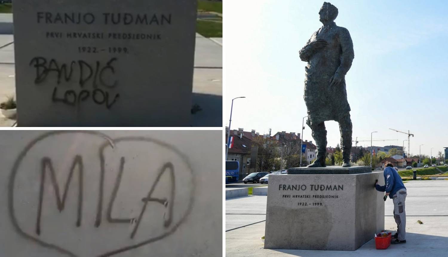 Policija ispituje muškarca zbog grafita na spomeniku Tuđmanu