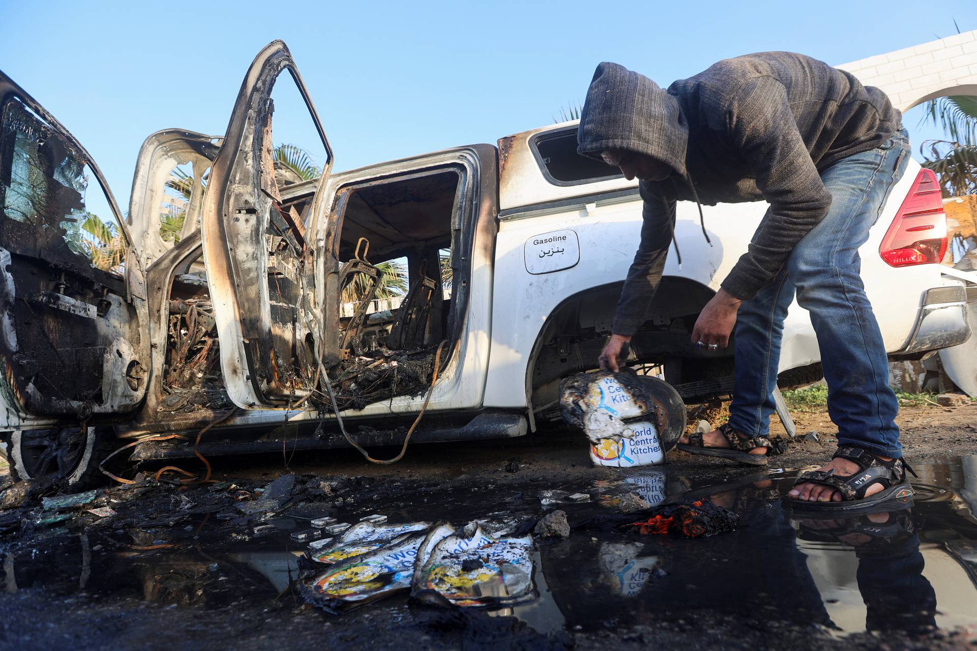 Site of a strike on WCK vehicle in central Gaza Strip