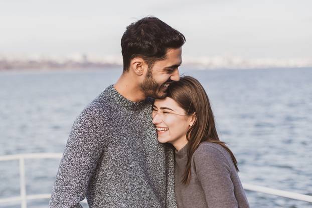 Young couple have good time on cruise ship