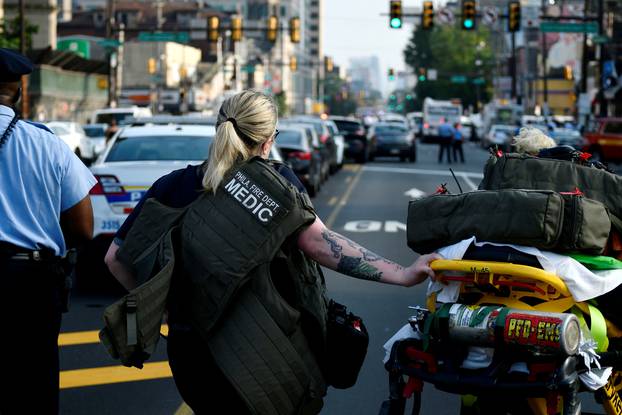 Police and medics respond to an active shooter situation in Philadelphia