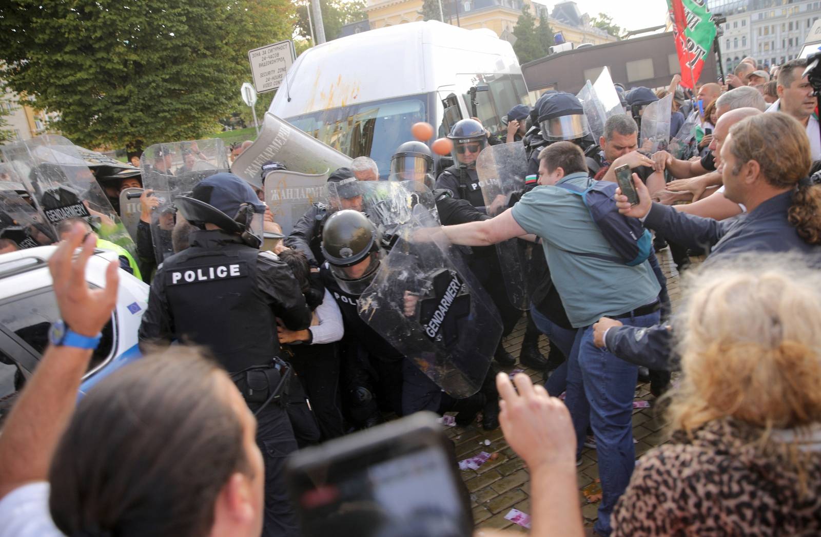 People take part in an anti-government demonstration in Sofia