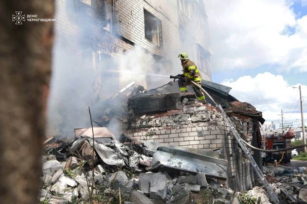 Aftermath of a Russian drone attack in Vhernihiv