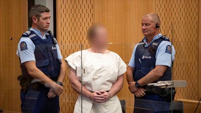 FILE PHOTO: Brenton Tarrant, charged for murder in relation to the mosque attacks, is seen in the dock during his appearance in the Christchurch District Court