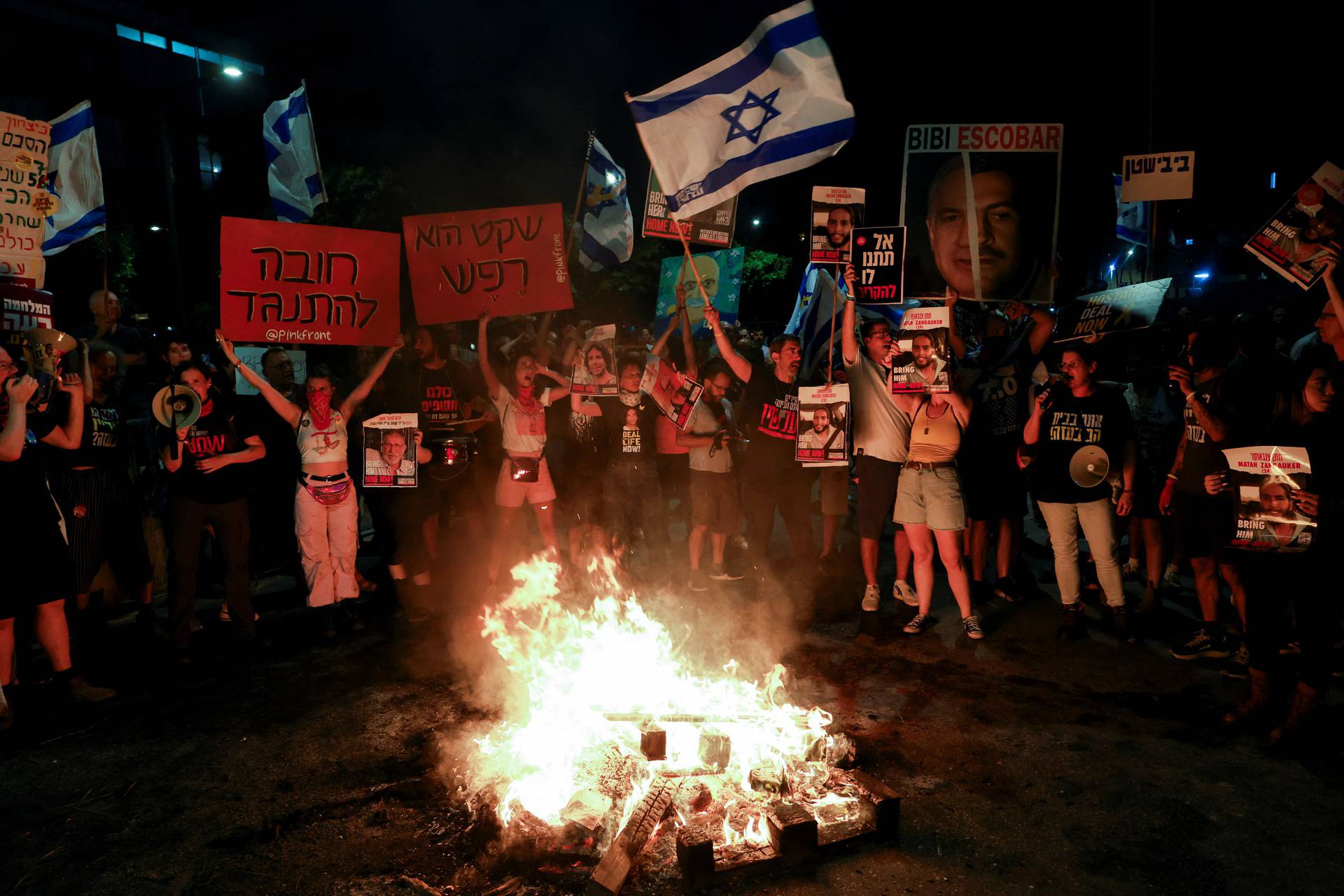 Demonstration against Israeli Prime Minister Benjamin Netanyahu's government and a call for the release of hostages in Gaza, amid the Israel-Hamas conflict, in Tel Aviv