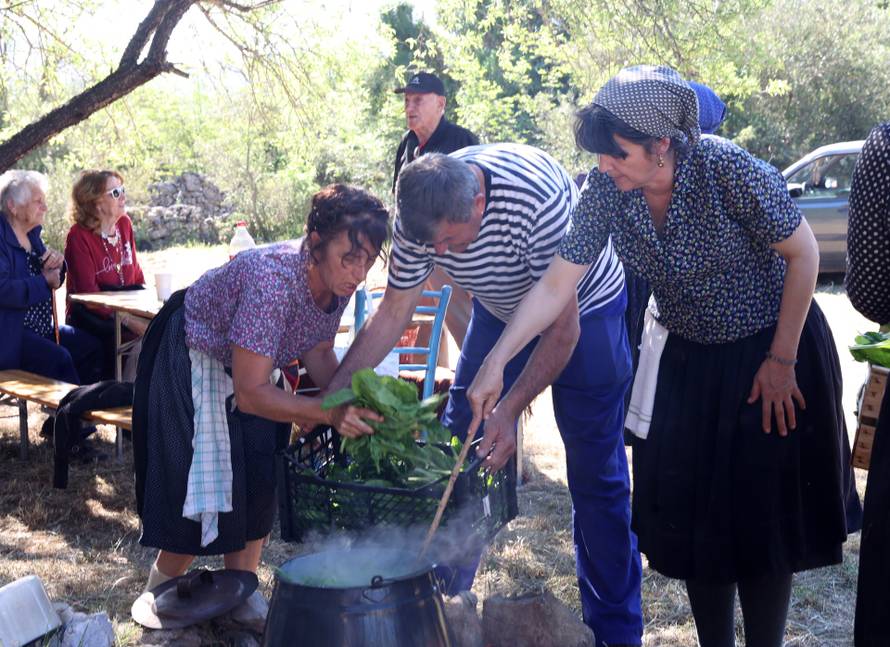 Vodice:Tradicionalni prvosvibanjski piknik u Rakitnici,spremanje divljeg zelja i pulente.