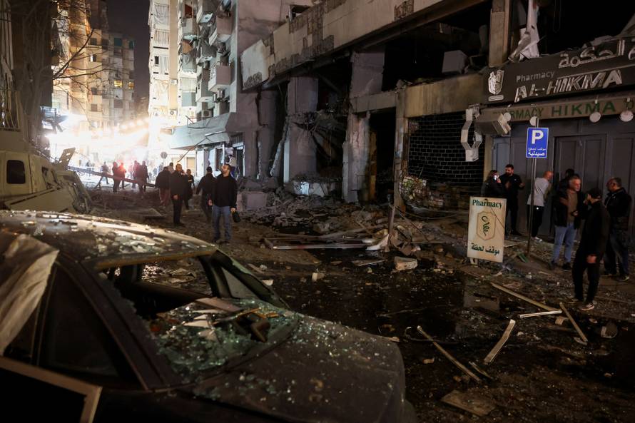 Aftermath of a reported Israeli strike in Zuqaq al-Blat, central Beirut