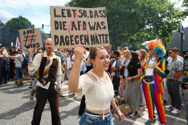 Revellers attend the annual Christopher Street Day (CSD) LGBTQ+ Pride demonstration, in Hamburg