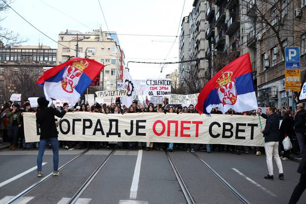 Anti-government protest following the Novi Sad railway station disaster, in Belgrade