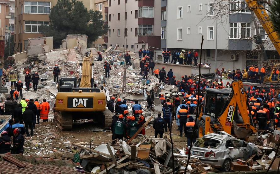 Site of a collapsed residential building in Istanbul