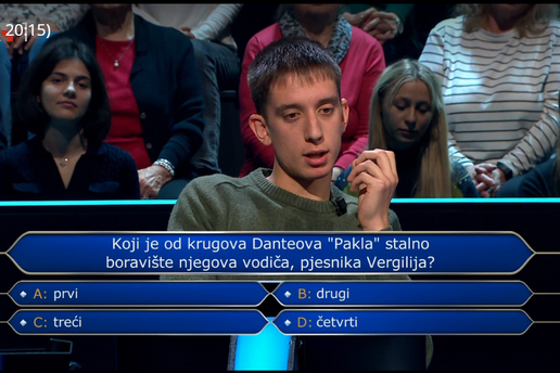 Biste li vi znali odgovoriti na pitanja koja je u 'Milijuna&scaron;u' znao maturant &Dstrok;uro Hamer&scaron;ak?