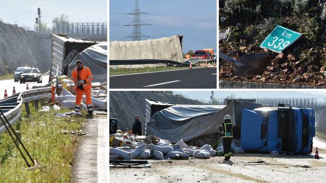 Kaos na A1: Probio je ogradu i prevrnuo se, vozač je ozlijeđen