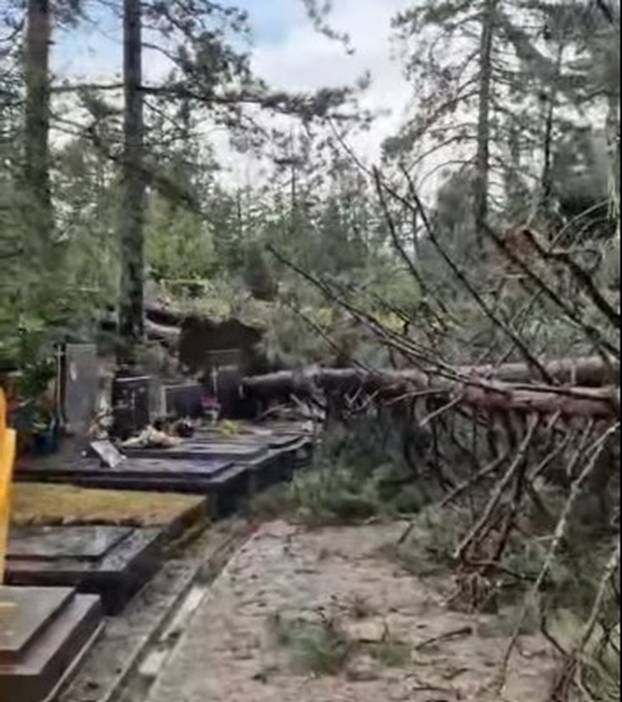 FOTO Pogledajte tužne prizore s Mirogoja: Padala su stabla, oštećeni su i mnogi grobovi