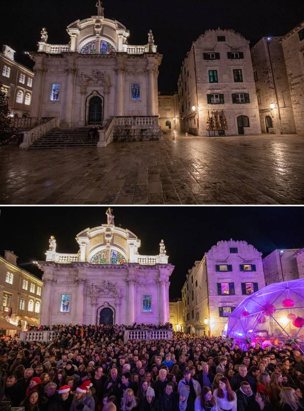 Kombo fotografije dočeka Nove 2020. i 2021. u Dubrovniku