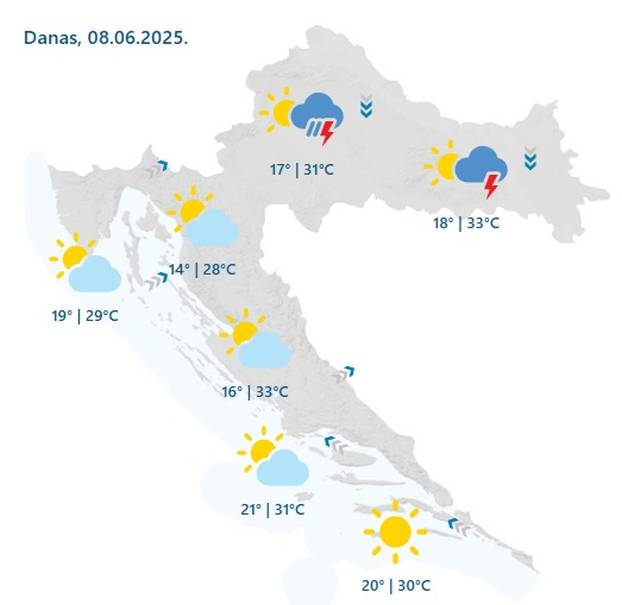 Land Croatia is waiting for a significant cooling! Sunday announced thunderstorms and rain