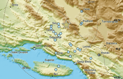 Potres kod Sinja jačine 2,7 po Richeru: 'Jako se čulo, zaljuljalo se sve, trajao je oko 4 sekunde'