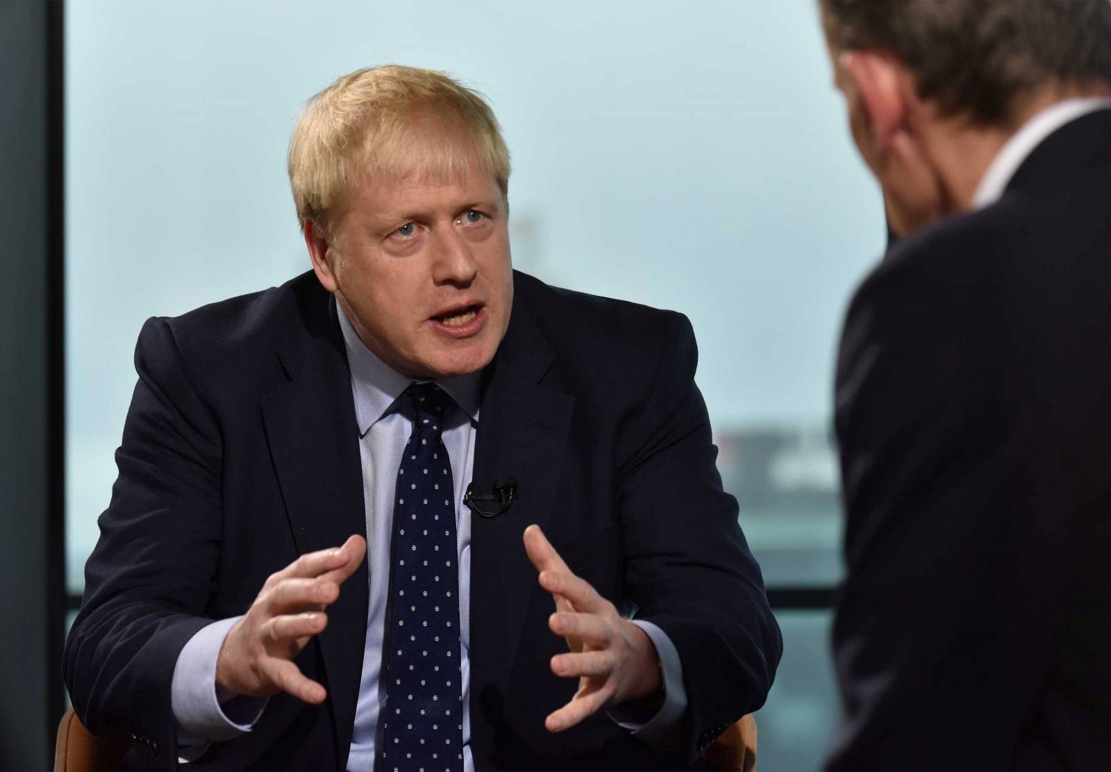 Britain's Prime Minister Boris Johnson appears on BBC TV's The Andrew Marr Show