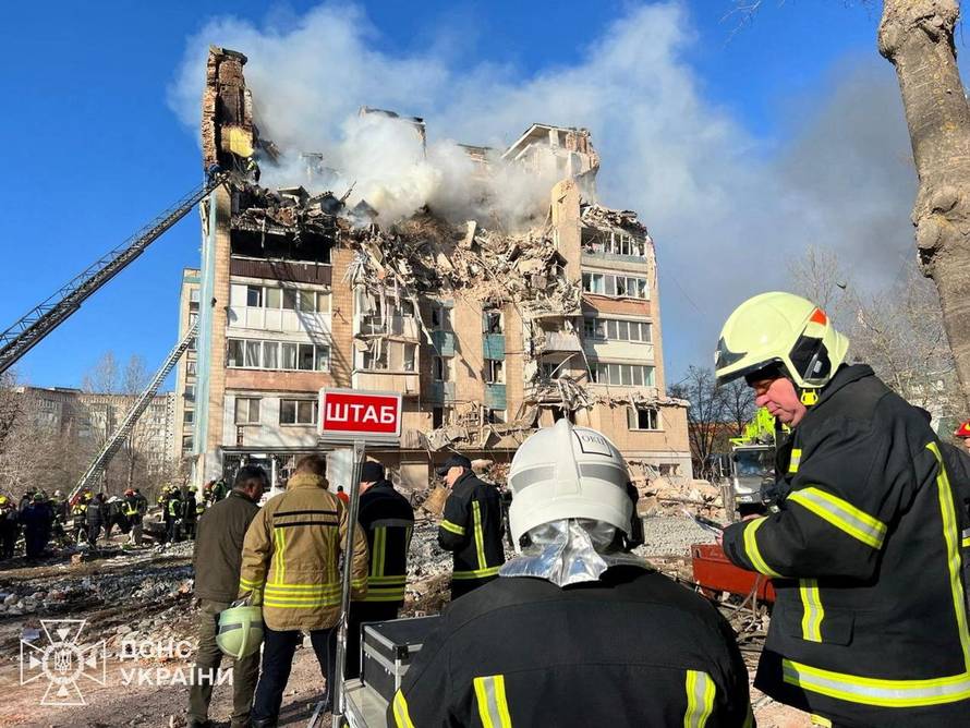 Aftermath of a Russian missile attack in Ternopil