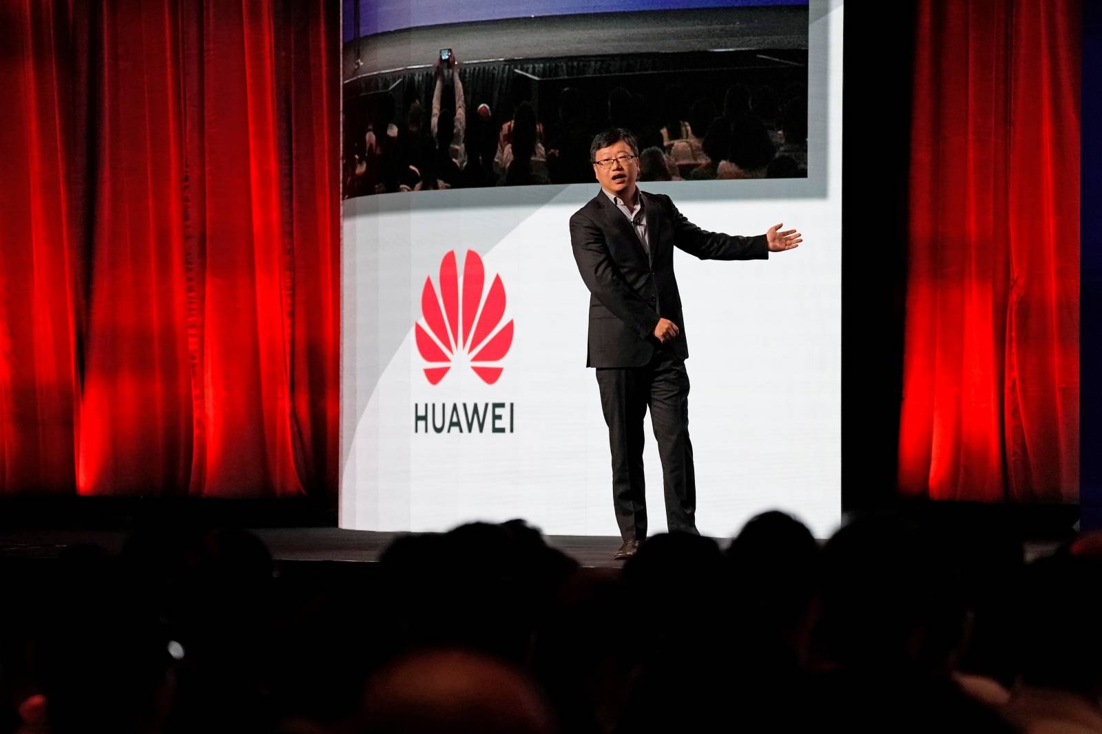 Shao Yang, chief strategy officer of Huawei Consumer Business Group, speaks during the CES Asia 2019 in Shanghai