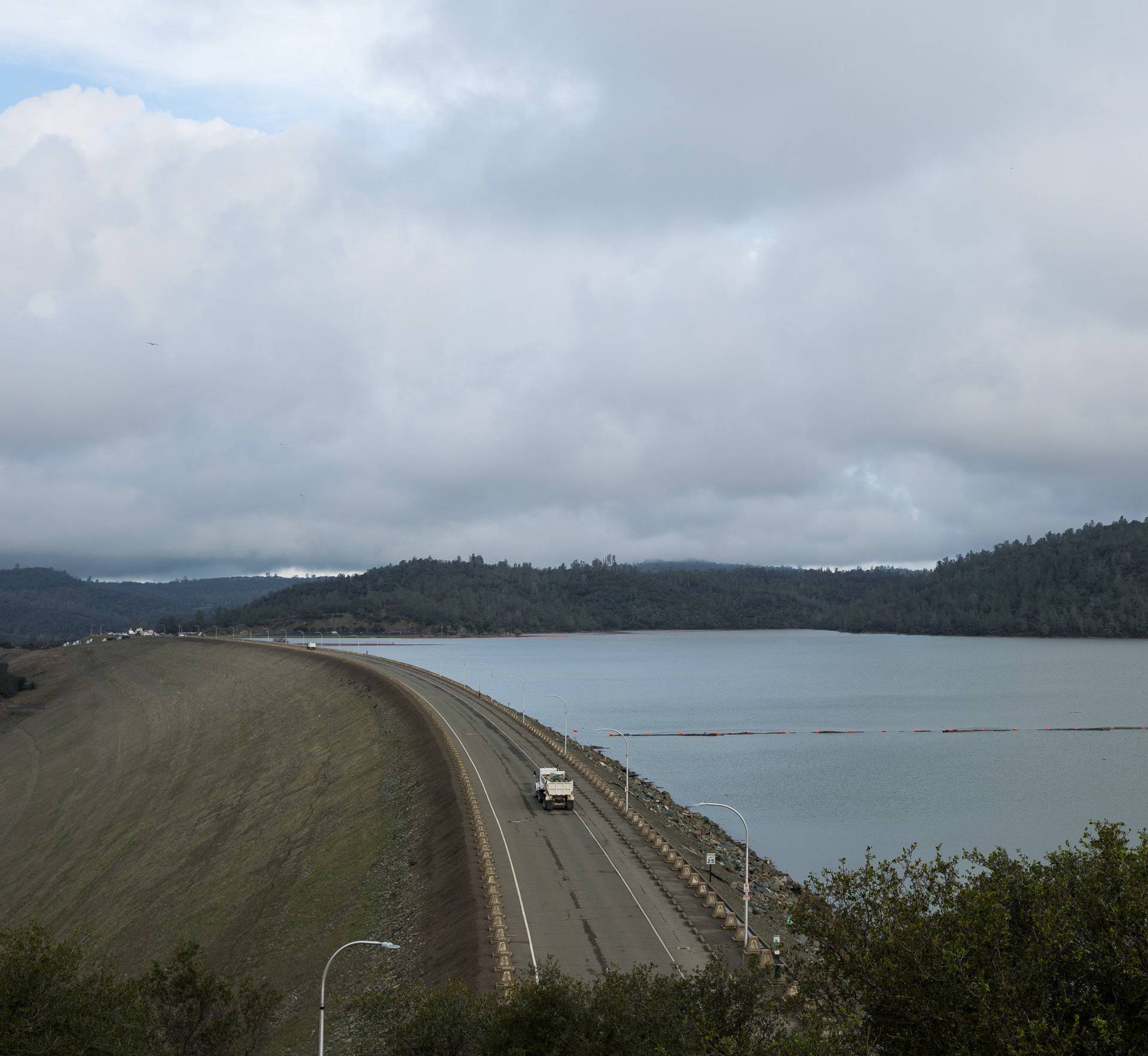 FILE PHOTO: The Oroville reservoir level is seen very close to the top of Oroville Dam in Oroville, California