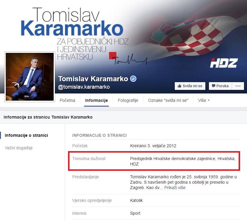 Nema promjena za Karamarka: Još je  šef HDZ-a, ali na 'Fejsu'