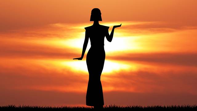 Cleopatra silhouette at sunset