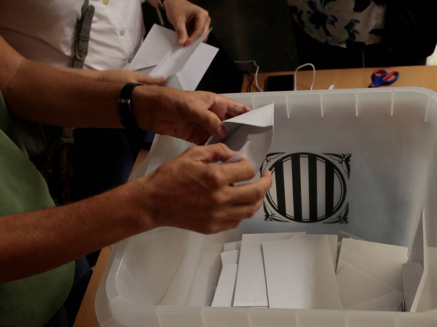 Ballots are counted after the banned independence referendum in Barcelona